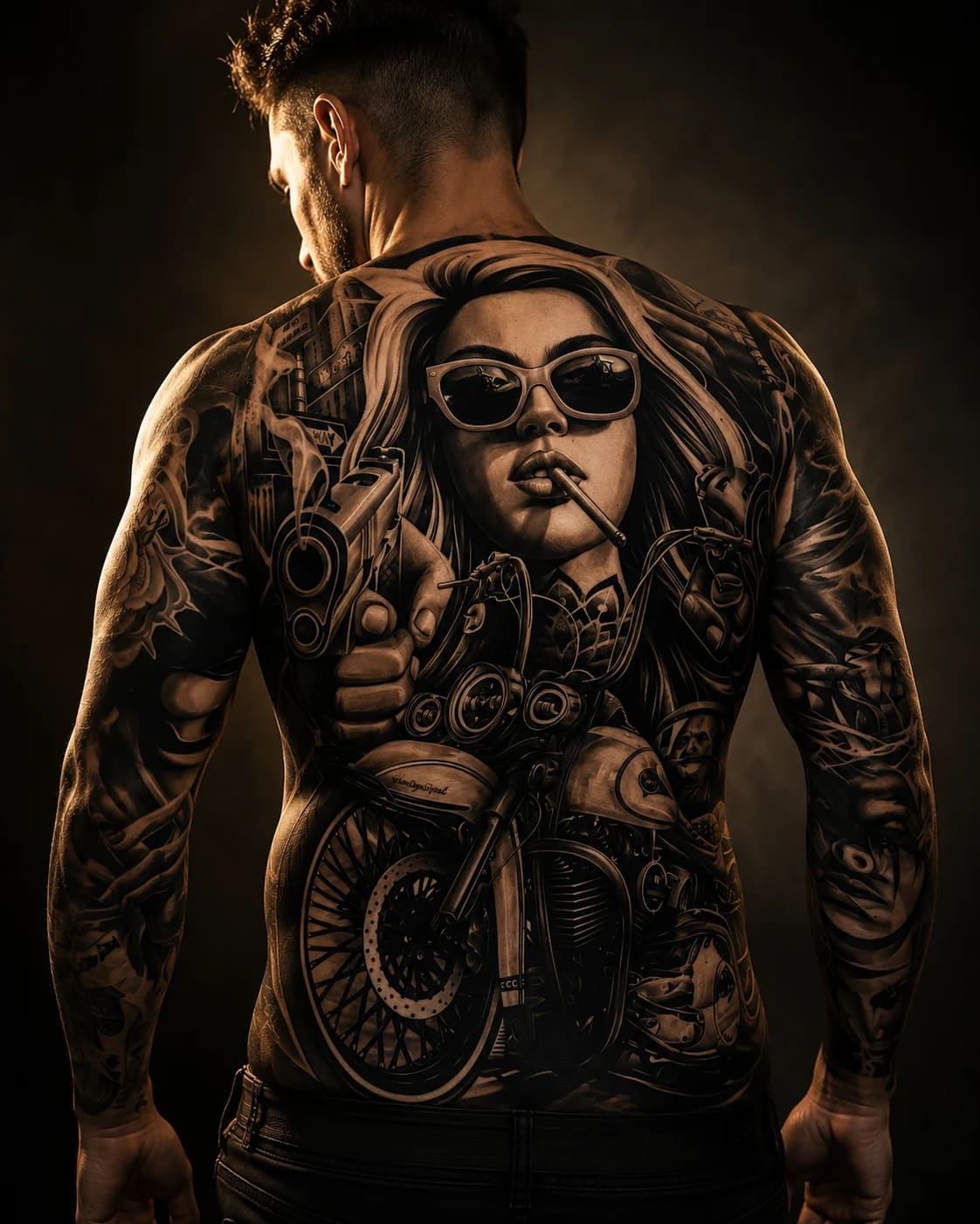 Close detail of tattoo work in a controlled Bloodline studio session